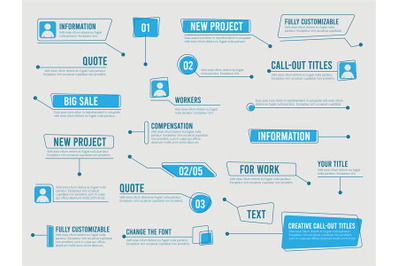 Callouts template. Digital info boxes with marketing text modern simpl