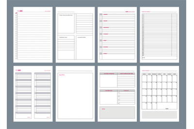 Organizer pages. Office agenda weekly template layout design goals in