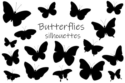 Butterflies silhouettes. Black butterflies. Butterflies SVG