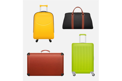 Luggage realistic. Travel suitcase collection for business tourists ve