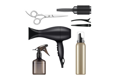 Barber shop. Hairdressing tools for hair stylist worker beauty dryer s