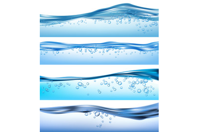 Wave realistic. Nature ocean water splashes liquid flowing bubbles dri