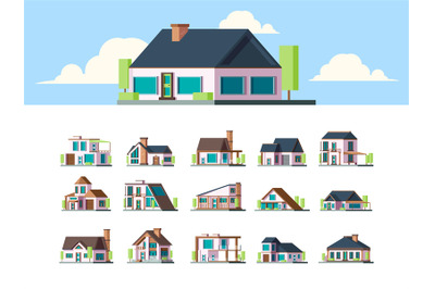 Residential houses. Suburban townhouse buildings countryside apartment