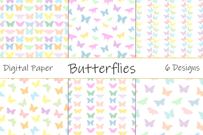 Butterflies pattern. Butterflies silhouettes. Butterfly SVG