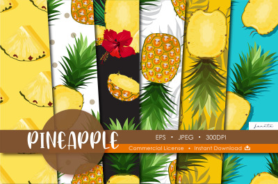 Pineapple Seamless Pattern Fruit Background