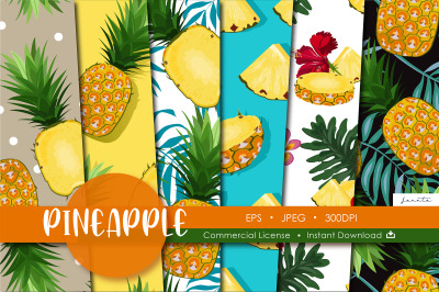 Pineapple Seamless Pattern Fruit Background