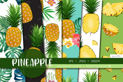 Pineapple Seamless Pattern Fruit Background