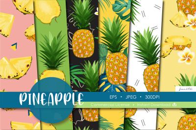 Pineapple Seamless Pattern Fruit Background