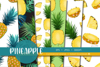 Pineapple Seamless Pattern Fruit Background