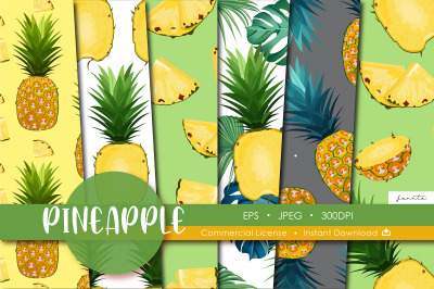 Pineapple Seamless Pattern Fruit Background