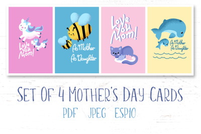 Cute Animal Mother&#039;s Day Greeting Cards