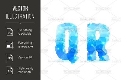 Blue polygonal font