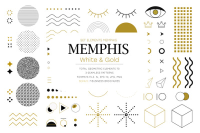 70 Memphis white and gold, elements