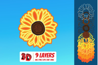 3D Sunflower SVG