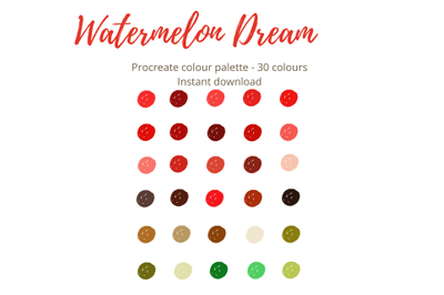 Watermelon Dream Procreate Colour Palette X30 Colours