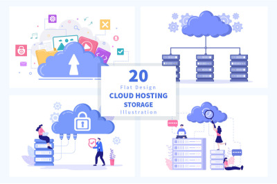 20 Cloud Storage Hosting Service Illustration