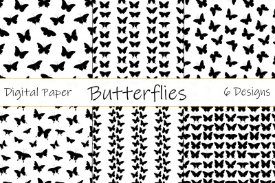 Butterflies pattern. Butterflies silhouettes. Butterfly SVG