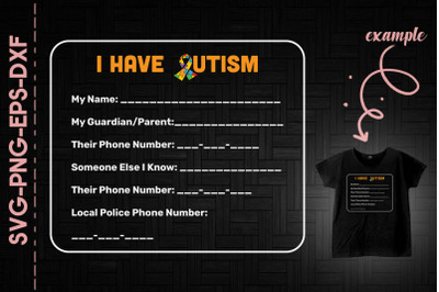 Name Card I Have Autism