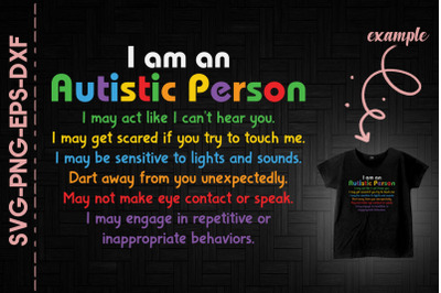 I Am An Autistic Person Autism