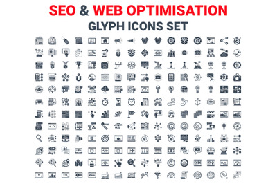 SEO &amp; WEB Glyph Vctor Icons Set.