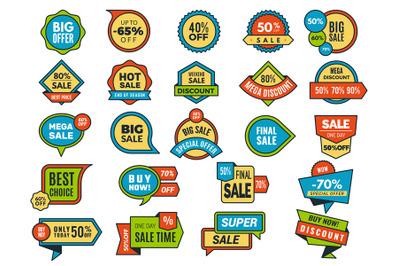 Round sale stickers. Promo tags or badges best price vector advertisin