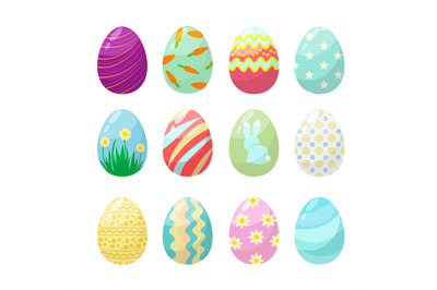 Easter egg. Cute polo colorful decorated celebration eggs vector colle