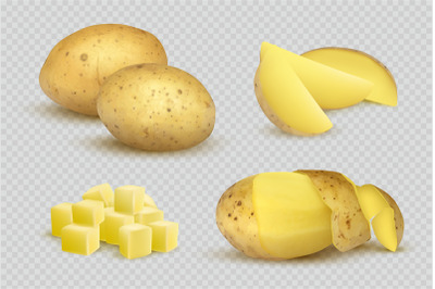 Potatoes realistic. Fresh natural eco vegetarian food slices of potato