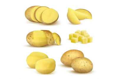 Realistic potatoes. Grocery natural products vegetables fresh sliced e