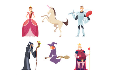 Fairy tale characters. Queen wizard fantasy mascot kingdom boys girls