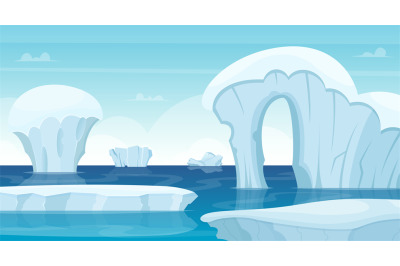 Ice rocks background. North pole landscape white iceberg in ocean wint