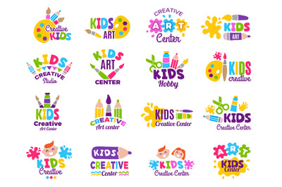 Creative kids logo. Craft and painting creativity class for children i