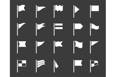 Flag icons. Gps map marking vector black elements pennant signs