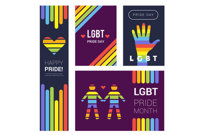 Lgbt banners. Pride rainbow colored backgrounds for supportive lgbt ce