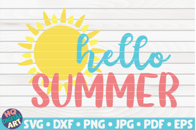 Hello summer with sun SVG