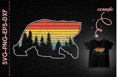 Retro Background Bear Nature Moutain