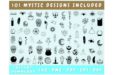 Mystic SVG Bundle - 101 Designs, Witchcraft SVG, Celestial SVG