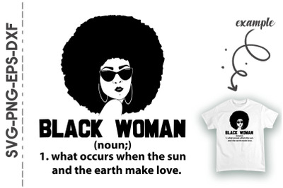 Black Woman Defination Sun Earth Girl