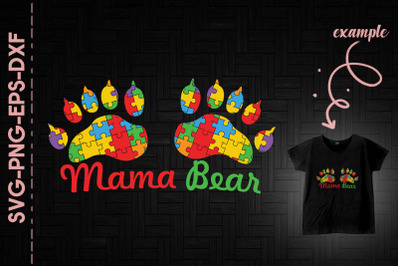 Mama Bear Autism Awareness Puzzle Bear