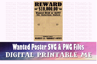 Wanted Poster SVG, Cowboy, Outline bundle, PNG, clip art, Digital file