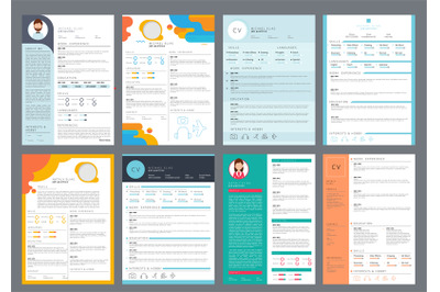 Resume design. Corporate business profile cv for printing vector curri