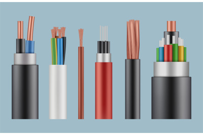 Optical cables. Wire fiber cord structure electrical line wicker vecto