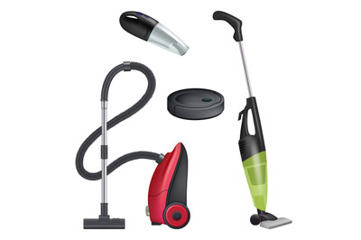 Vacuum cleaner. Realistic equipment for cleaning service modern automa