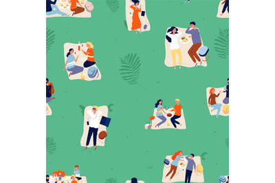 Summer outdoor recreation background. Picnic, couples and family relax