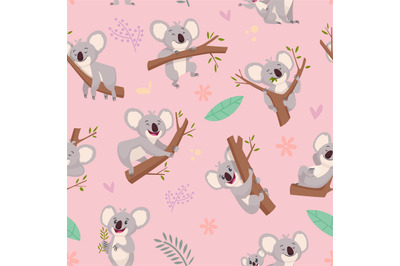 Koala pattern. Australian wild cute animal koala bear pictures for tex