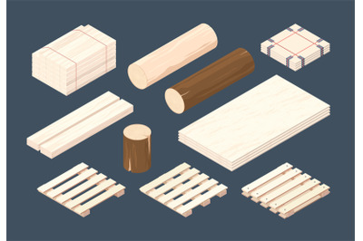 Wooden pallet. Isometric cargo containers and packages timber vector w