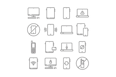 Mobile devices. Mobility equipment electronic gadgets vector collectio