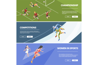 Sport banners. Olympic games athletes in action poses gymnastic jumper