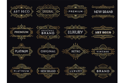 Vintage labels. Art deco luxury banners antique restaurant graphic ele