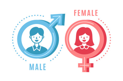 Male and female. Boy and girl couple silhouette gender profile vector