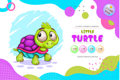 Little cartoon turtle